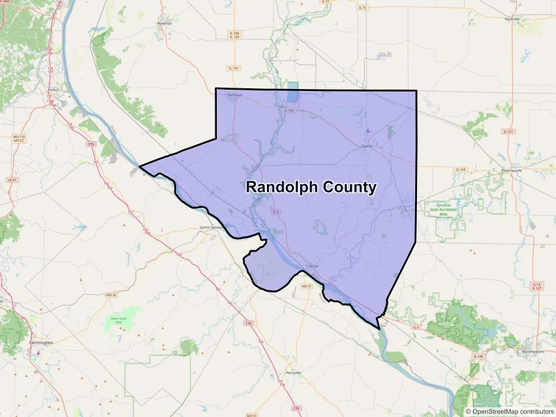 Map of Randolph County, Illinois and ZIP codes