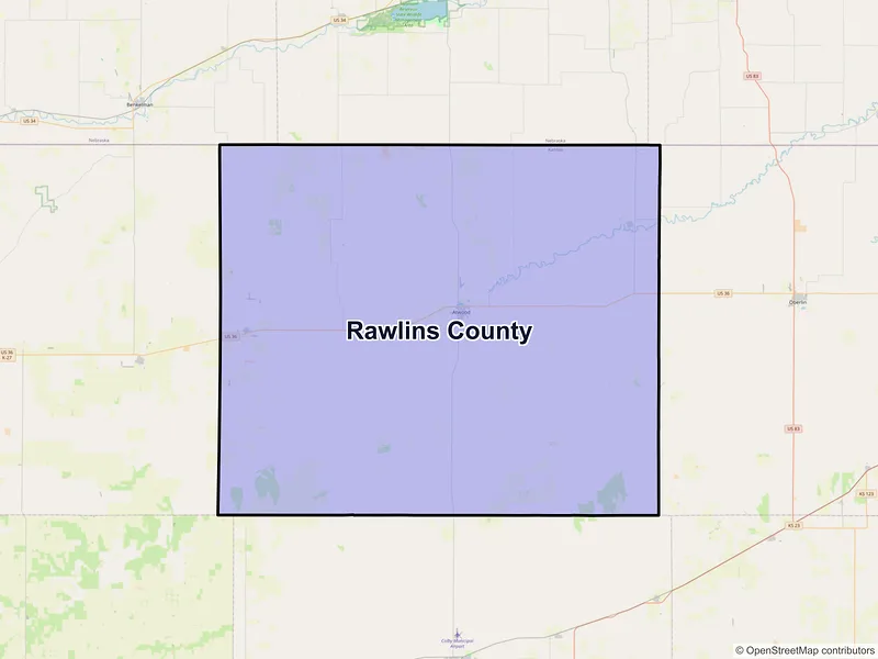 Map of Rawlins County, Kansas and ZIP codes