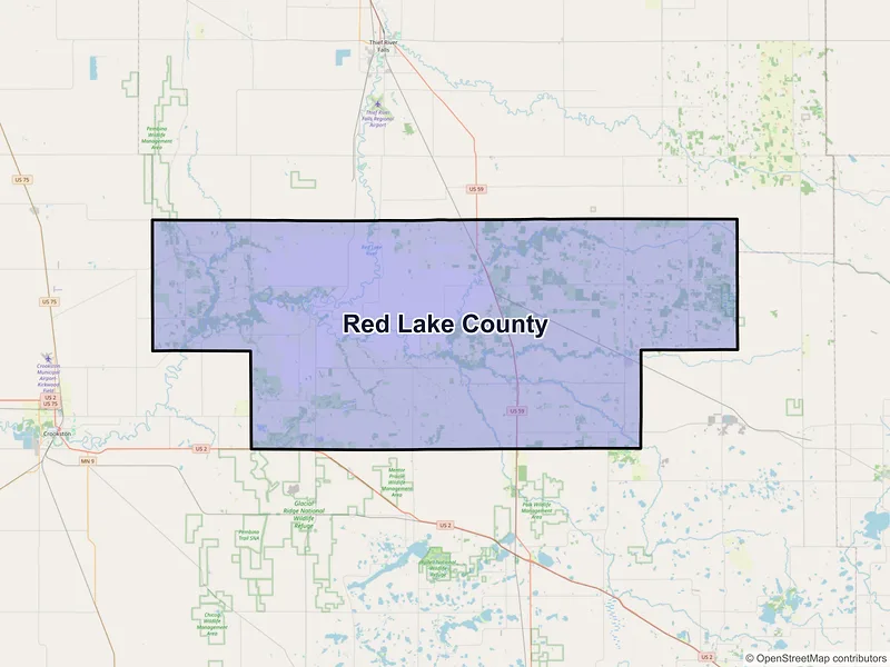 Map of Red Lake County, Minnesota and ZIP codes