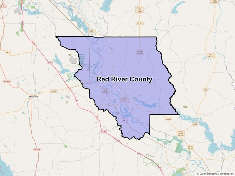 Map of Red River County, Louisiana and ZIP codes