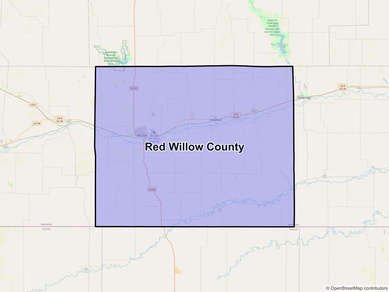 Map of Red Willow County, Nebraska and ZIP codes