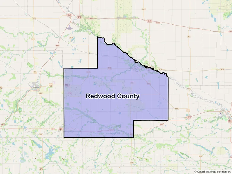 Map of Redwood County, Minnesota and ZIP codes