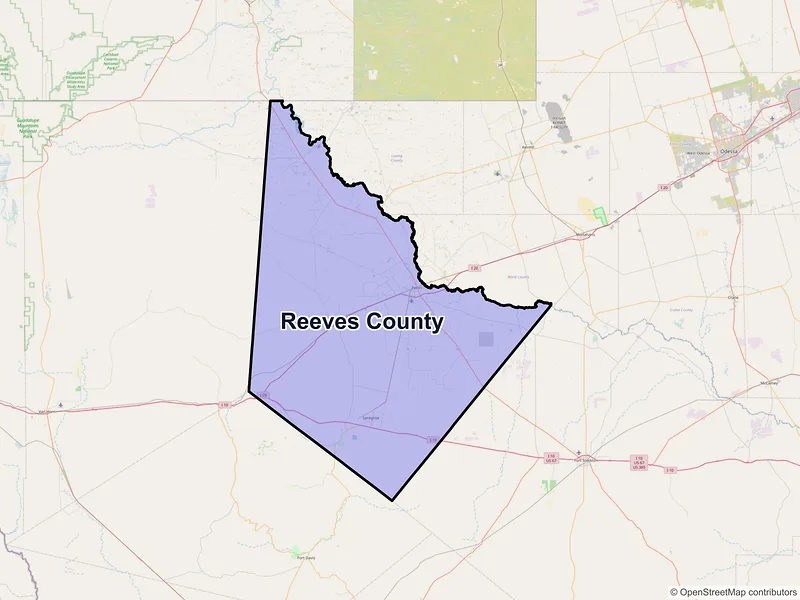 Map of Reeves County, Texas and ZIP codes