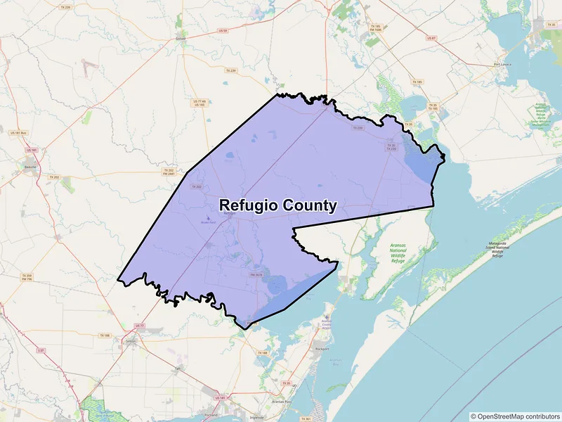 Map of Refugio County, Texas and ZIP codes