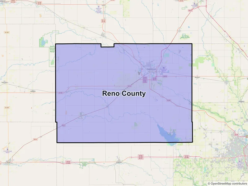 Map of Reno County, Kansas and ZIP codes