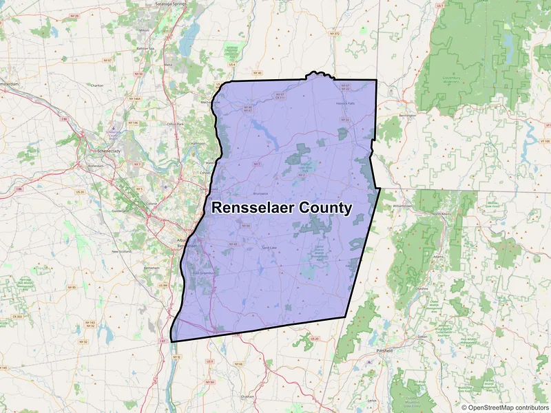 Map of Rensselaer County, New York and ZIP codes