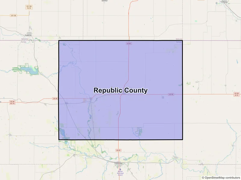 Map of Republic County, Kansas and ZIP codes