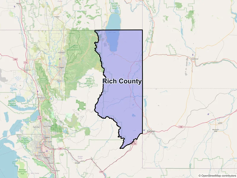 Map of Rich County, Utah and ZIP codes