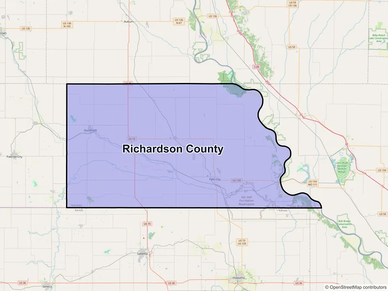 Map of Richardson County, Nebraska and ZIP codes
