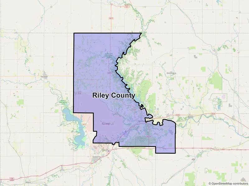 Map of Riley County, Kansas and ZIP codes