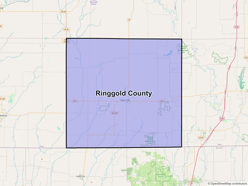Map of Ringgold County, Iowa and ZIP codes