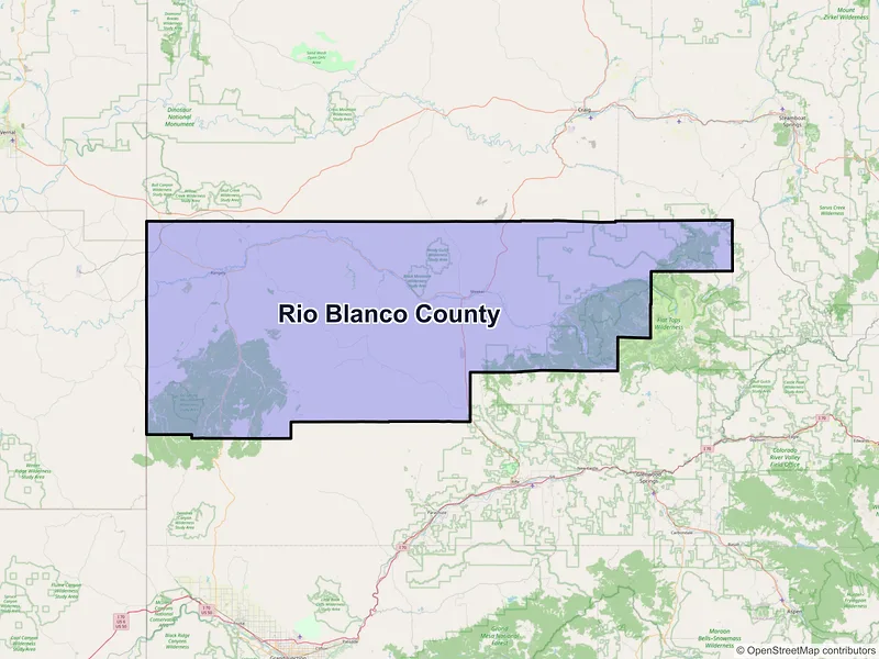 Map of Rio Blanco County, Colorado and ZIP codes
