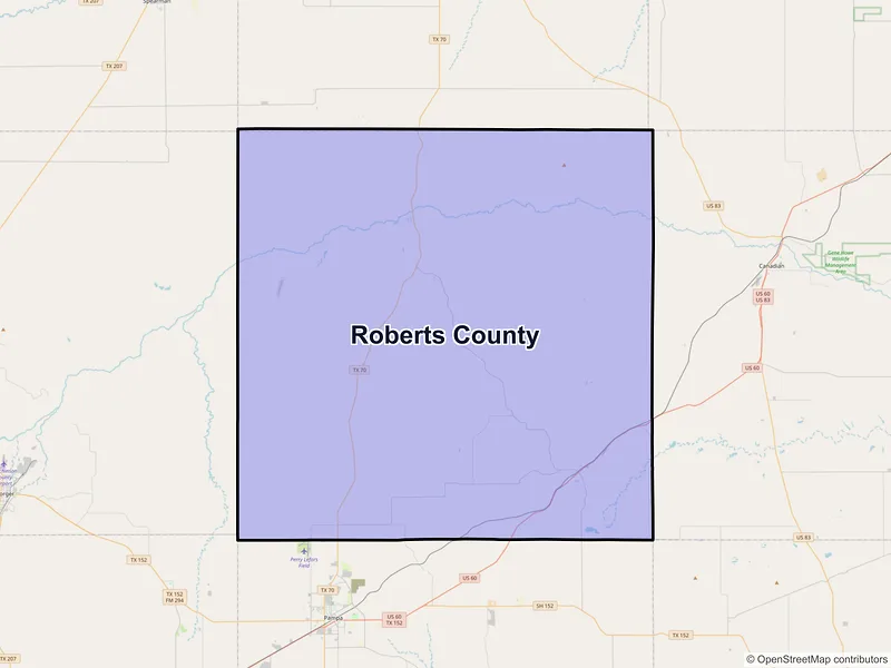 Map of Roberts County, Texas and ZIP codes