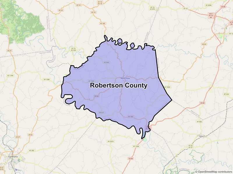Map of Robertson County, Kentucky and ZIP codes
