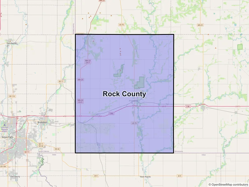 Map of Rock County, Minnesota and ZIP codes