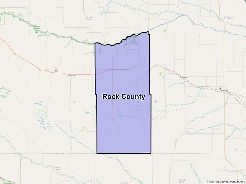 Map of Rock County, Nebraska and ZIP codes
