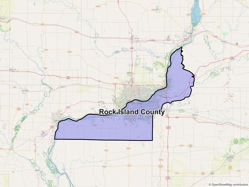 Map of Rock Island County, Illinois and ZIP codes