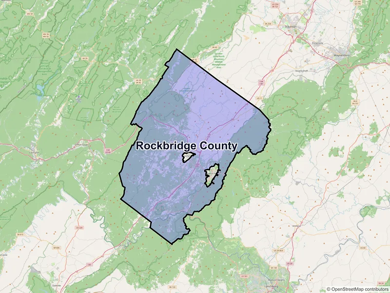 Map of Rockbridge County, Virginia and ZIP codes