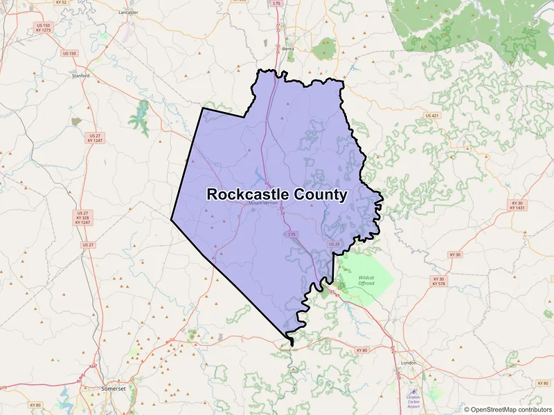 Map of Rockcastle County, Kentucky and ZIP codes