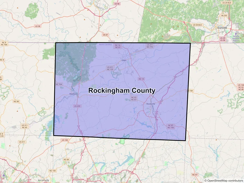 Map of Rockingham County, North Carolina and ZIP codes