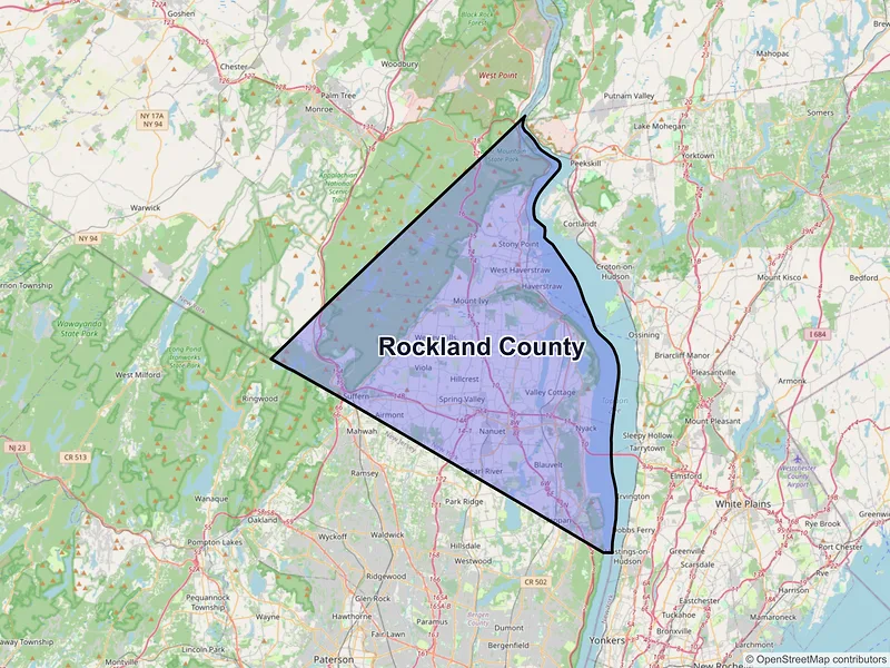 Map of Rockland County, New York and ZIP codes