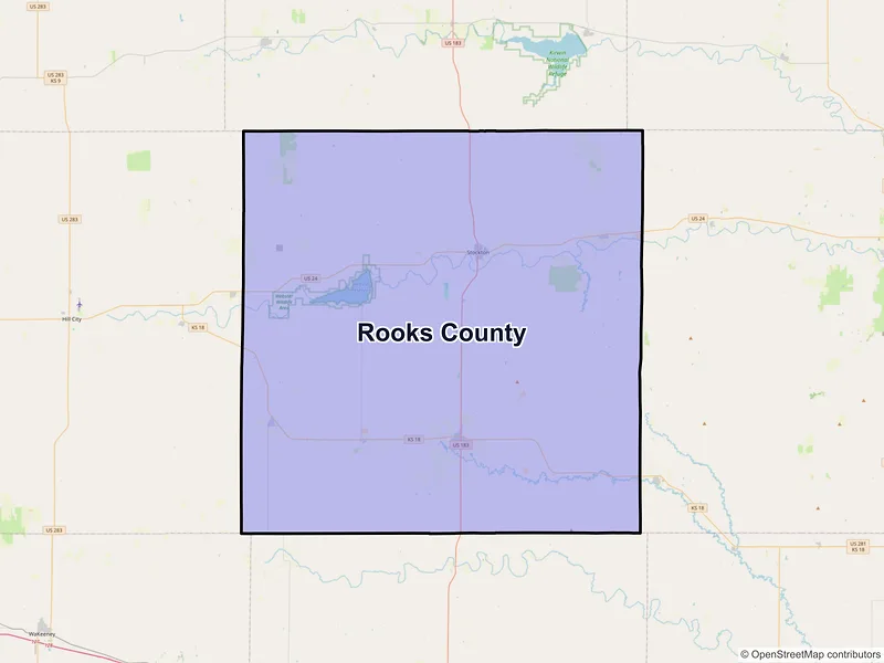 Map of Rooks County, Kansas and ZIP codes