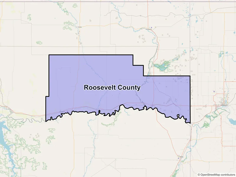Map of Roosevelt County, Montana and ZIP codes