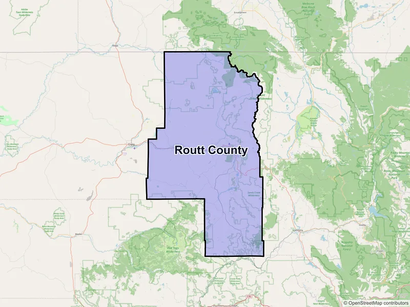 Map of Routt County, Colorado and ZIP codes