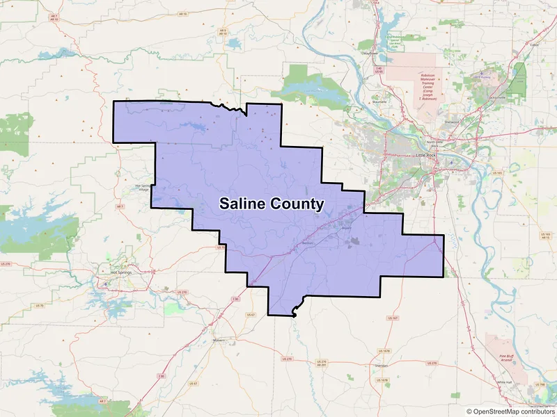 Map of Saline County, Arkansas and ZIP codes