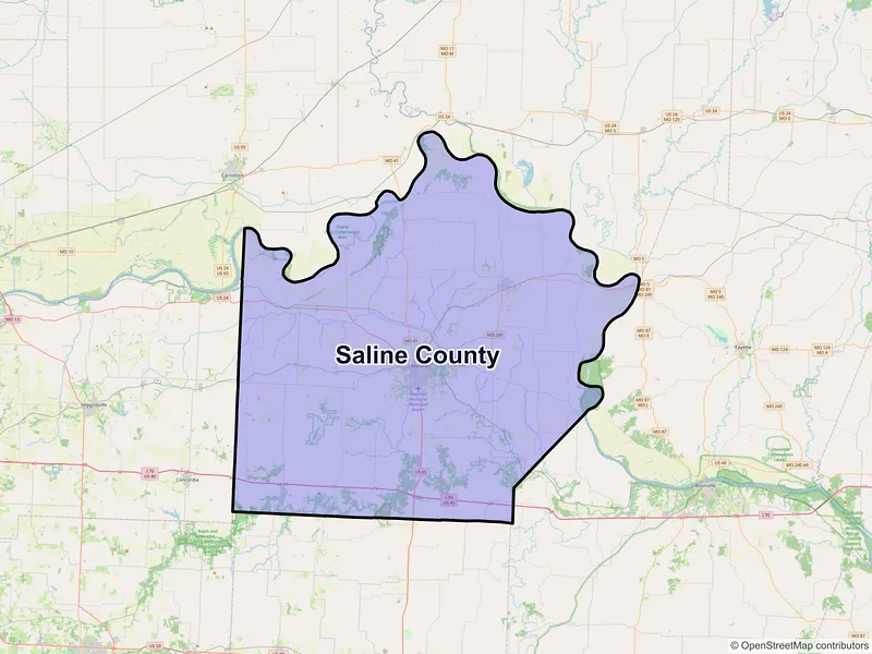 Map of Saline County, Missouri and ZIP codes