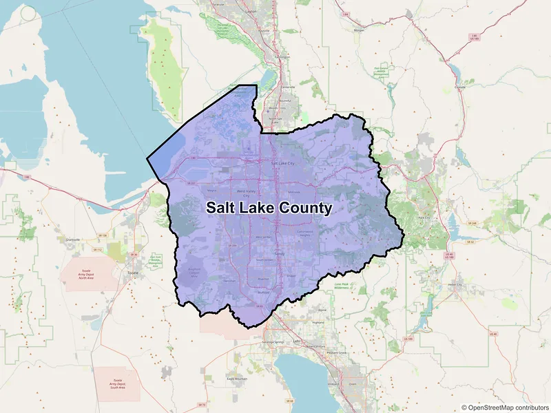 Map of Salt Lake County, Utah and ZIP codes