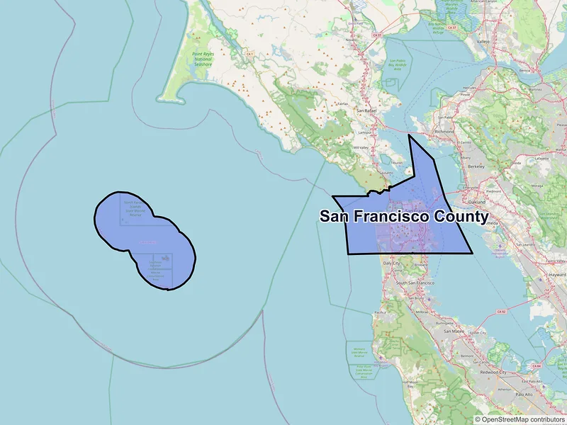 Map of San Francisco County, California and ZIP codes