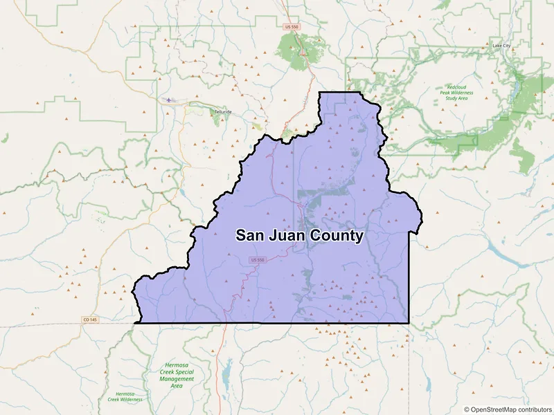 Map of San Juan County, Colorado and ZIP codes