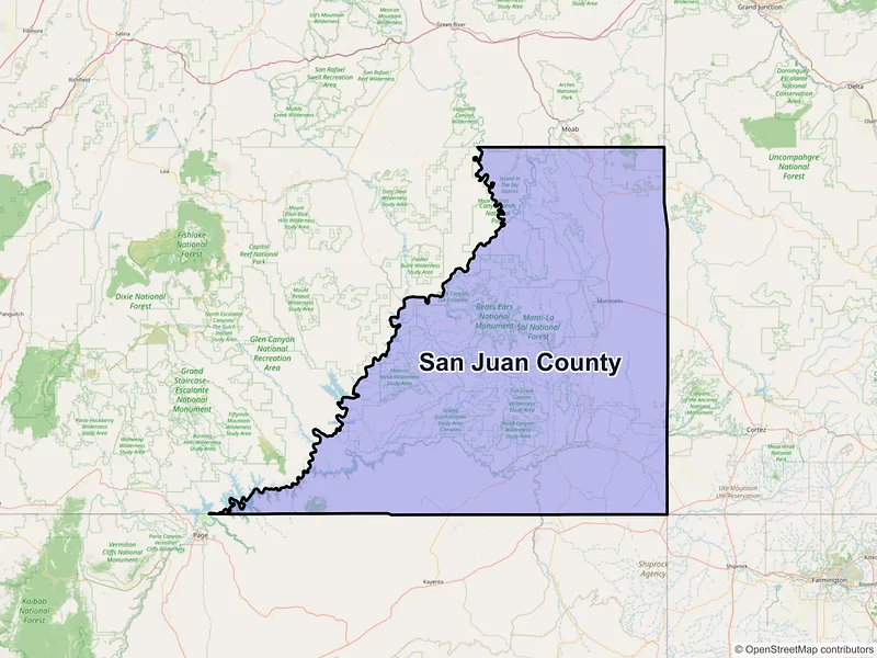 Map of San Juan County, Utah and ZIP codes