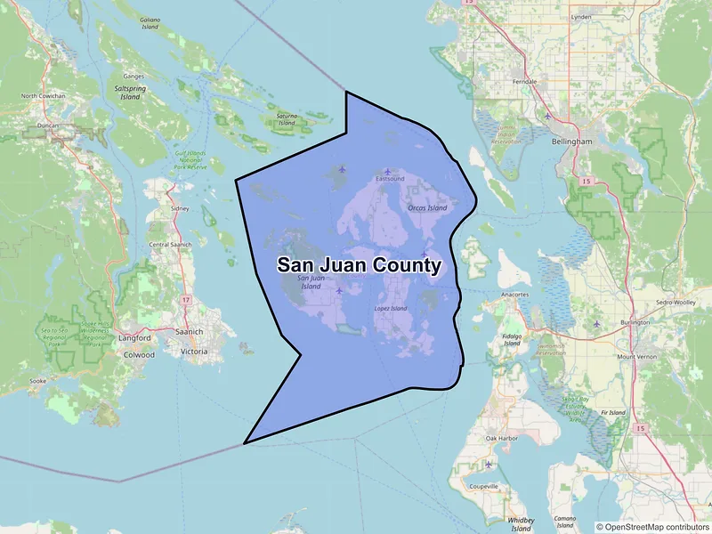 Map of San Juan County, Washington and ZIP codes