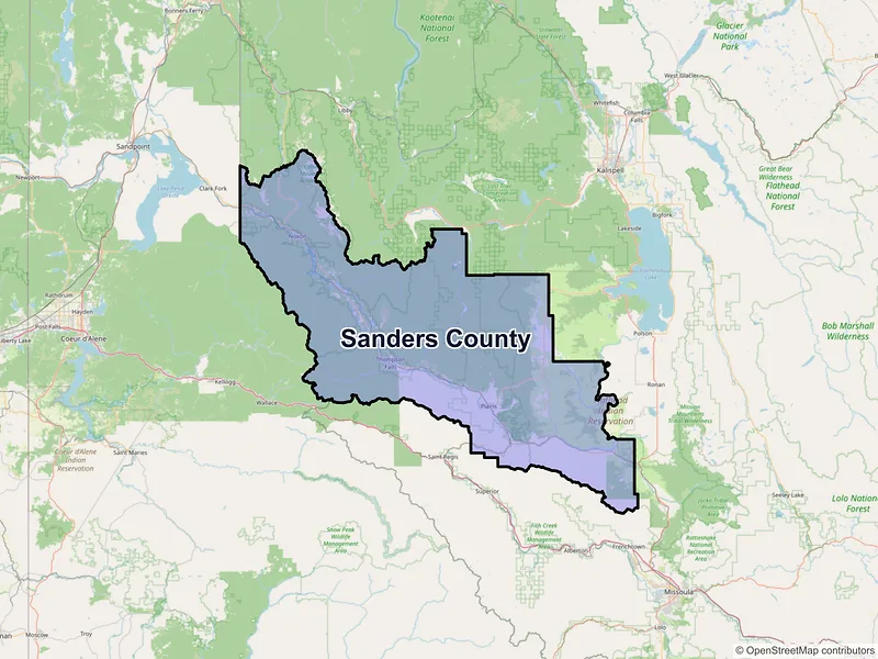 Map of Sanders County, Montana and ZIP codes