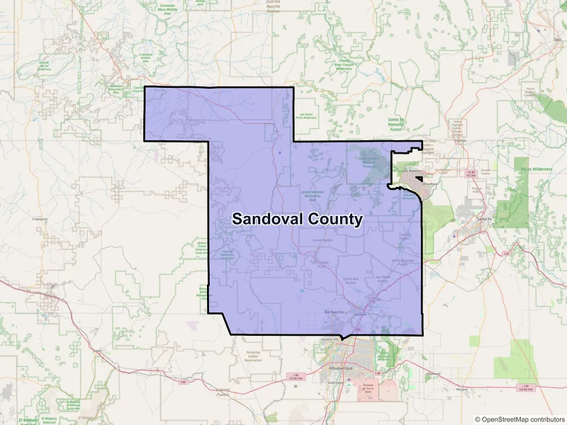 Map of Sandoval County, New Mexico and ZIP codes