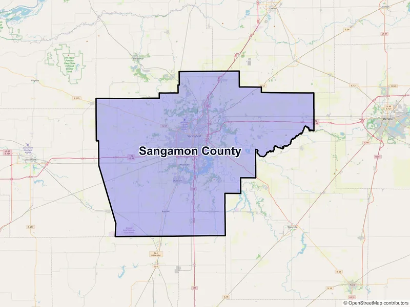 Map of Sangamon County, Illinois and ZIP codes