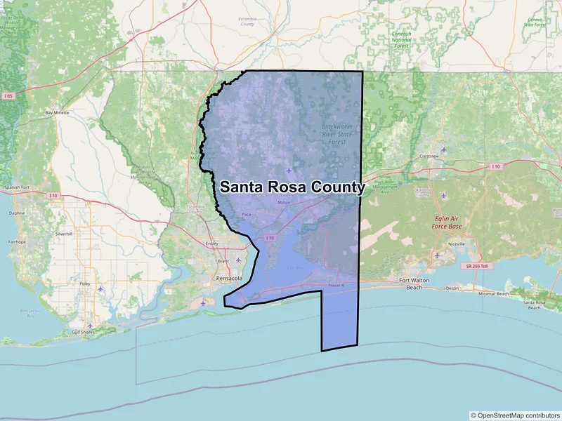 Map of Santa Rosa County, Florida and ZIP codes