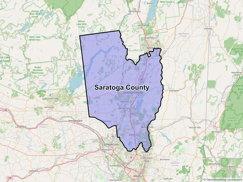 Map of Saratoga County, New York and ZIP codes