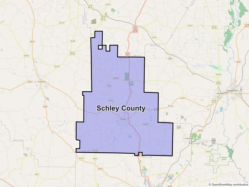 Map of Schley County, Georgia and ZIP codes