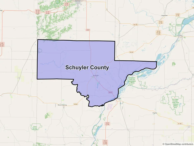 Map of Schuyler County, Illinois and ZIP codes