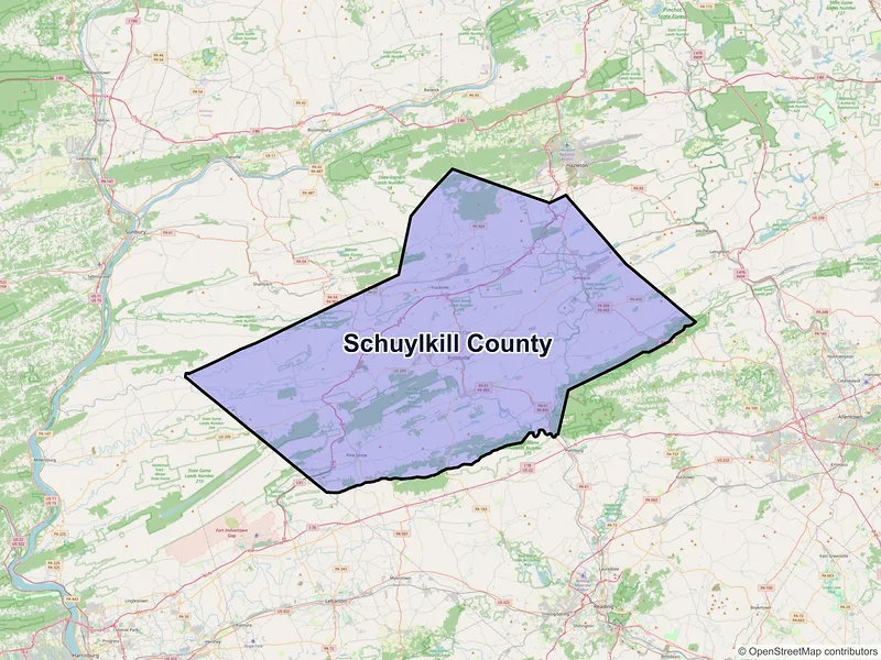 Map of Schuylkill County, Pennsylvania and ZIP codes