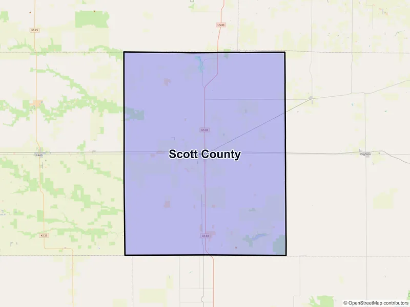 Map of Scott County, Kansas and ZIP codes