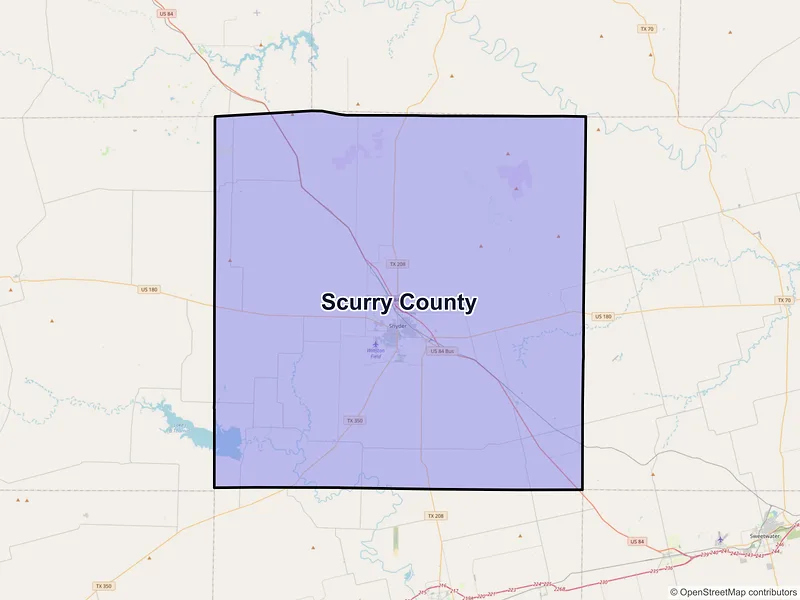 Map of Scurry County, Texas and ZIP codes