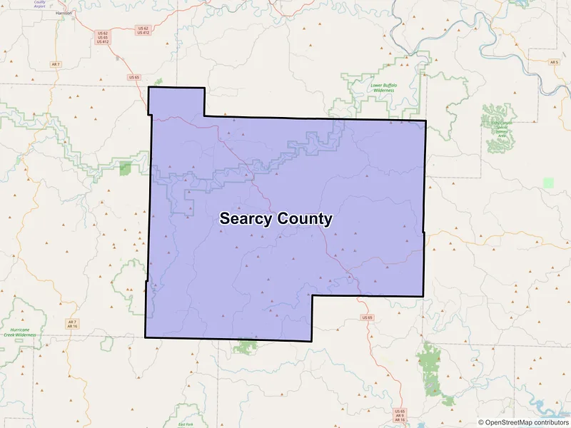 Map of Searcy County, Arkansas and ZIP codes