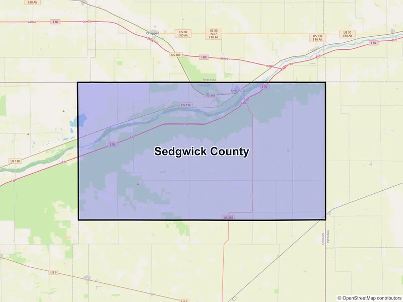 Map of Sedgwick County, Colorado and ZIP codes