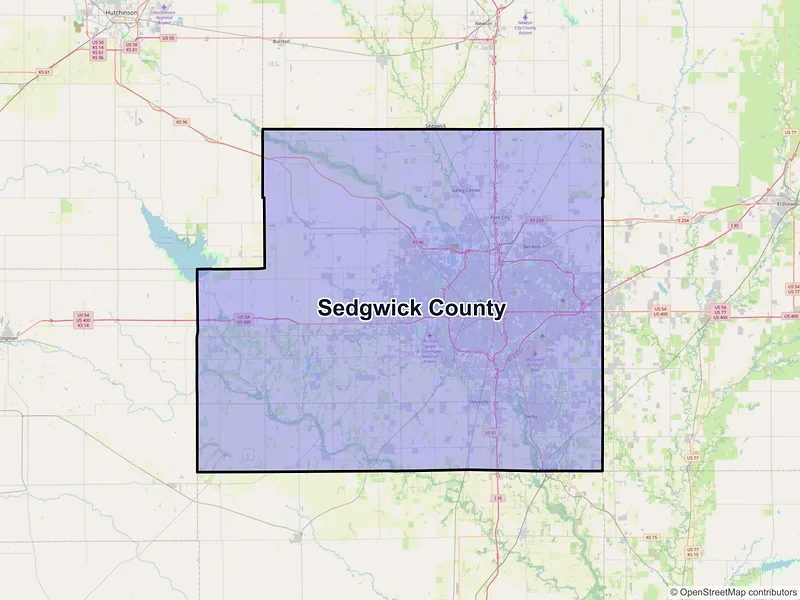 Map of Sedgwick County, Kansas and ZIP codes