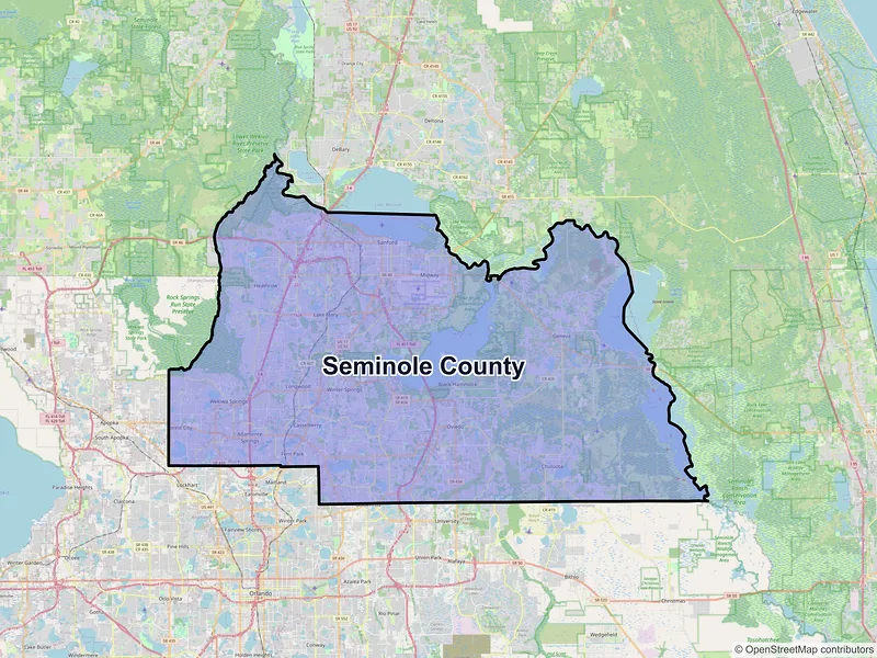 Map of Seminole County, Florida and ZIP codes