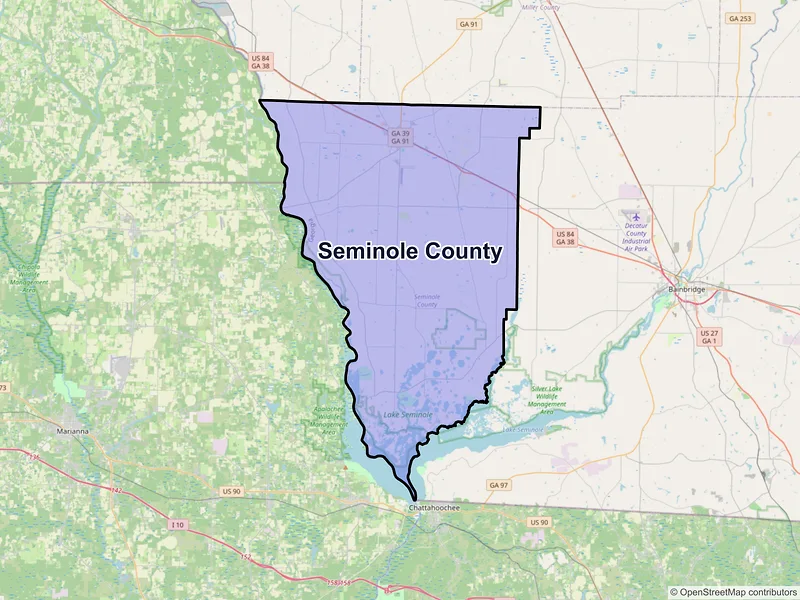 Map of Seminole County, Georgia and ZIP codes